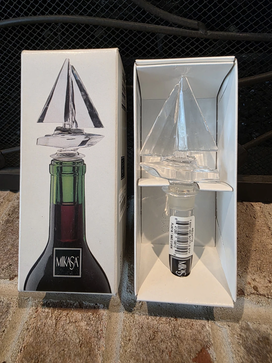 Mikasa Glass Regatta Sailboat Wine Bottle Stopper -Great Gift!