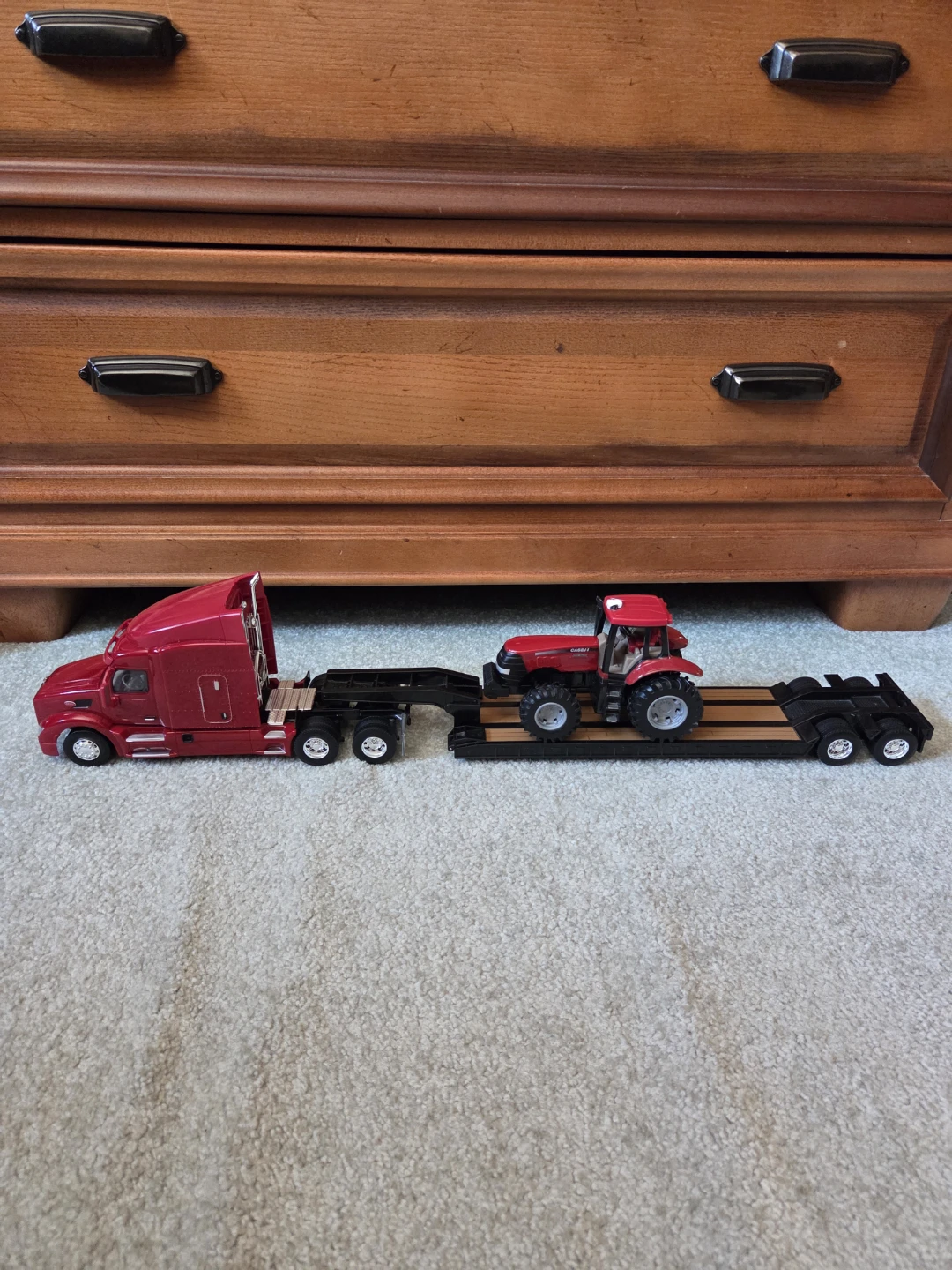 Red Semi Truck with Tractor Trailer Toy