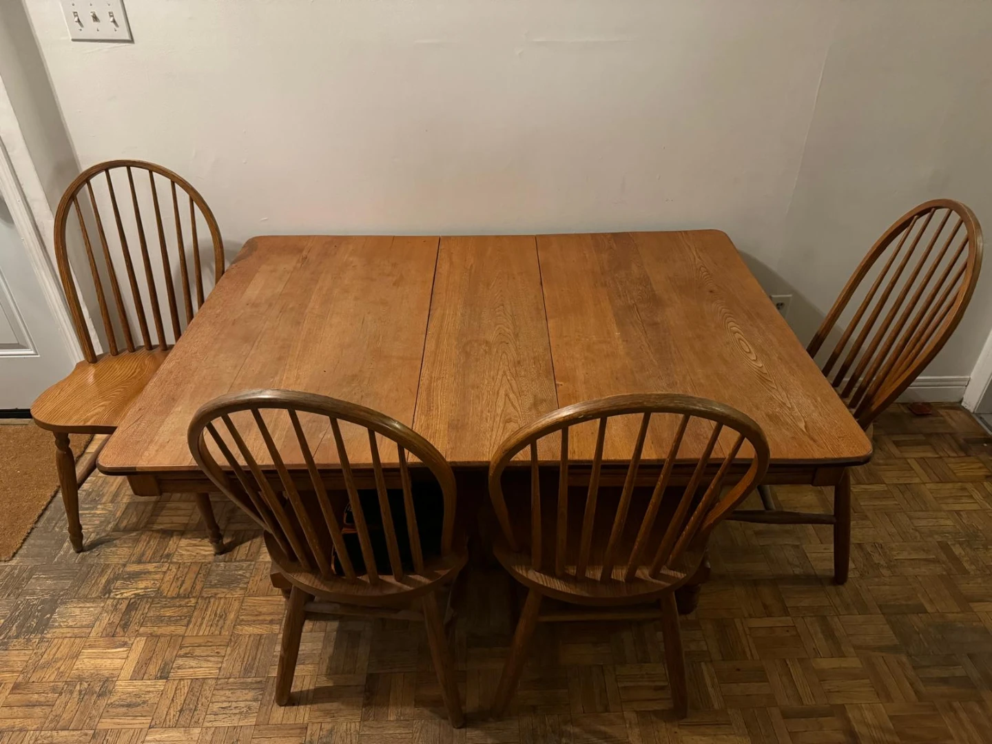 Oak Dining Table with Chairs, expandable
