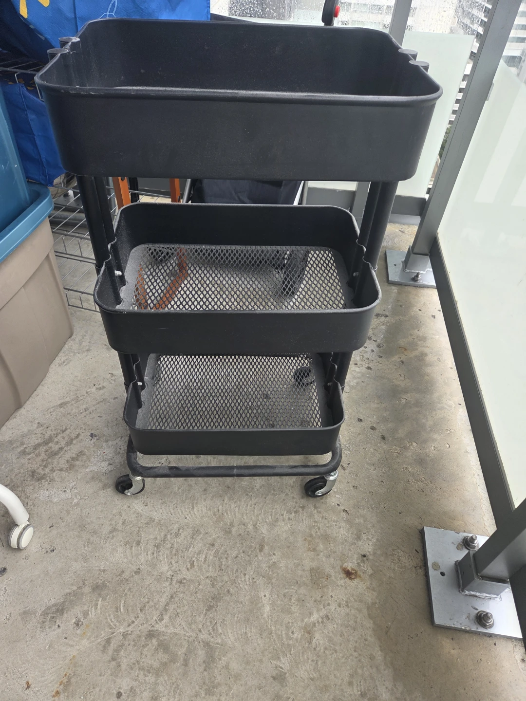 Black 3-Tier Rolling Cart