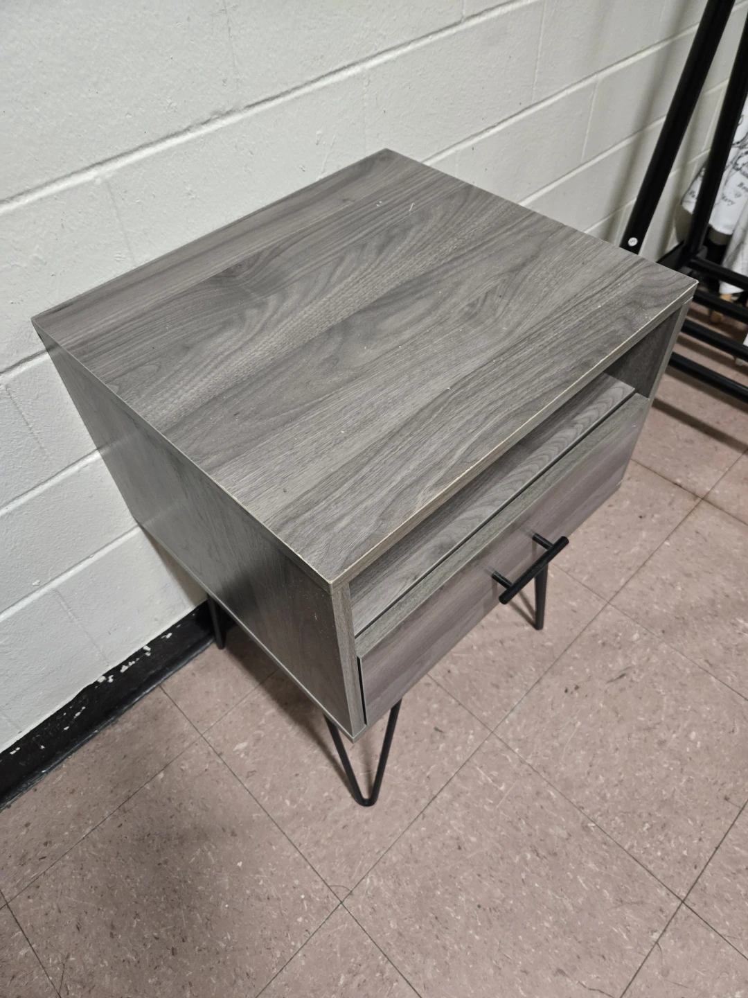 Mid-Century Grey Nightstand Accent Table with Drawer - photo 3