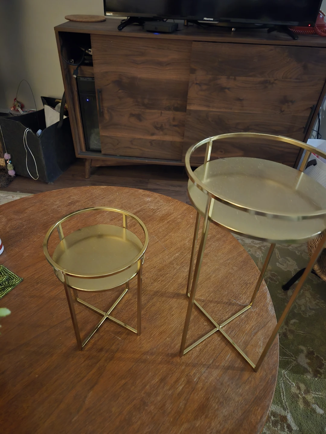 Set of 2 Gold Metal Plant Stands - photo 2