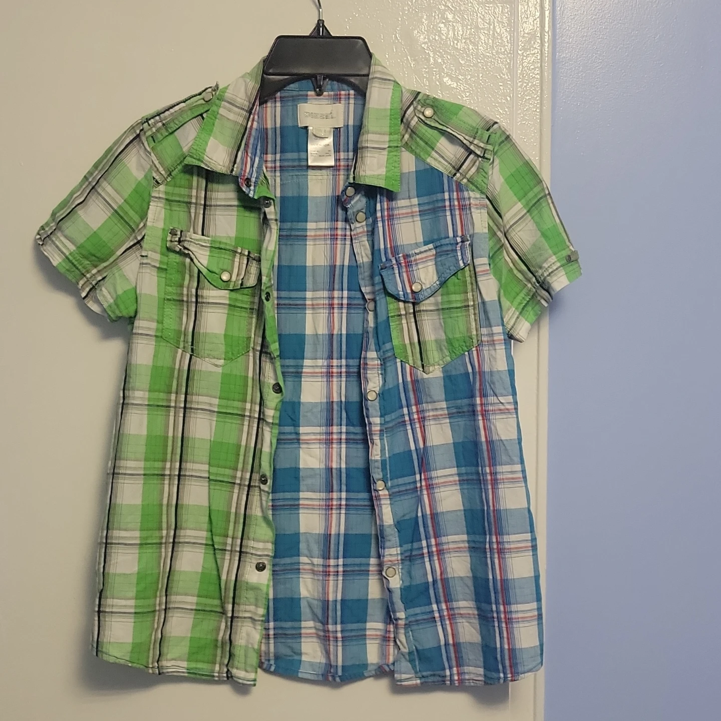 Diesel Men's Plaid Short Sleeve Shirt Size L