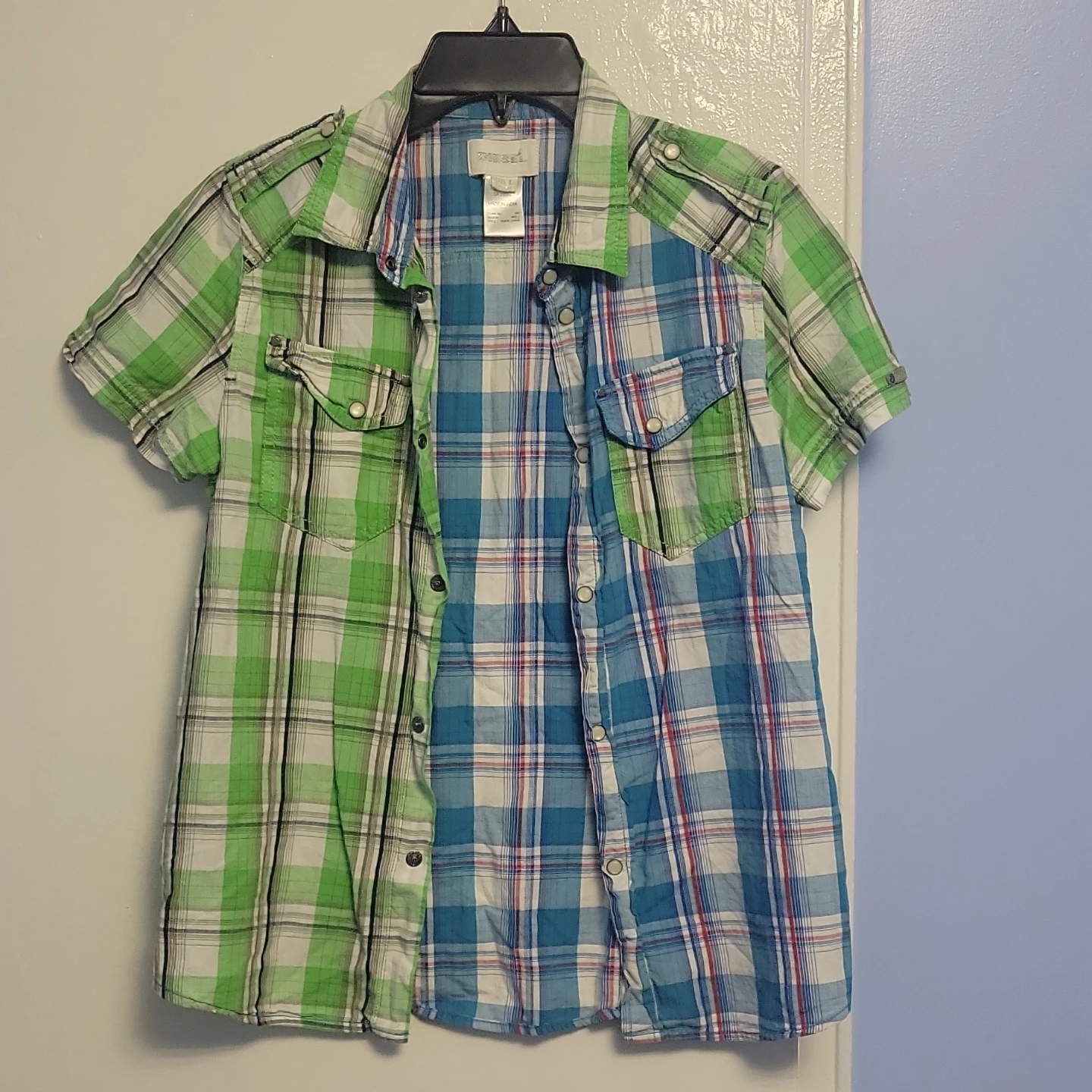 Diesel Men's Plaid Short Sleeve Shirt Size L - photo 2
