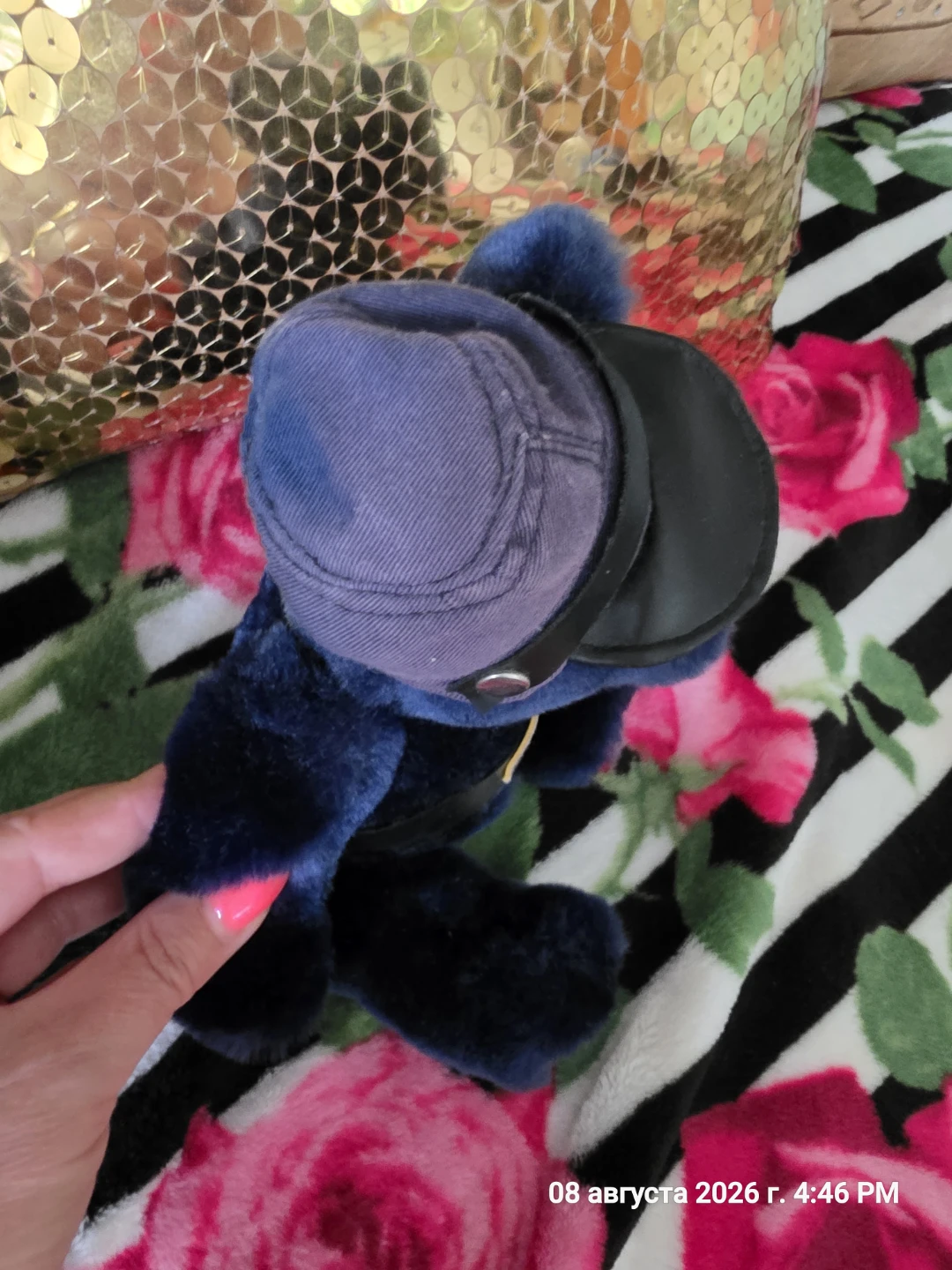 Blue US Teddy Bear with Hat - photo 2