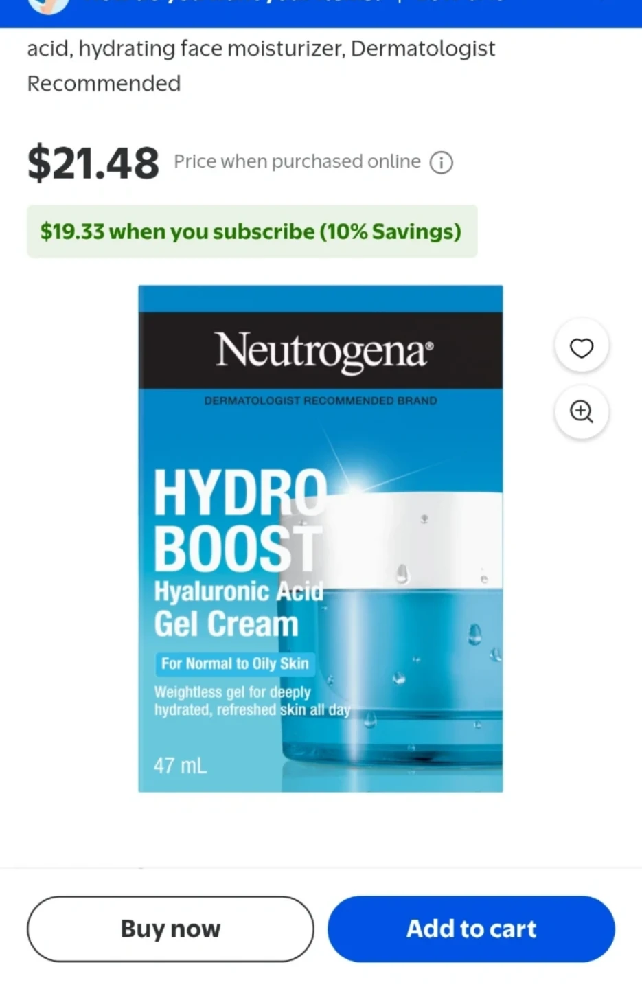 Neutrogena Hydro Boost Hyaluronic Cream + Moisturiser Spf 50 - photo 3