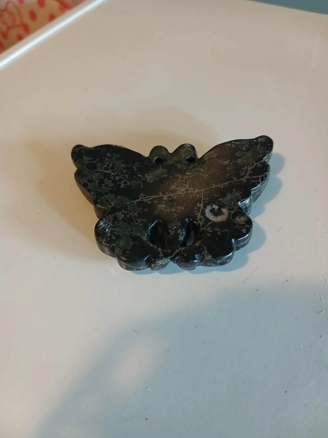 Serpentine stone butterfly carving - photo 2