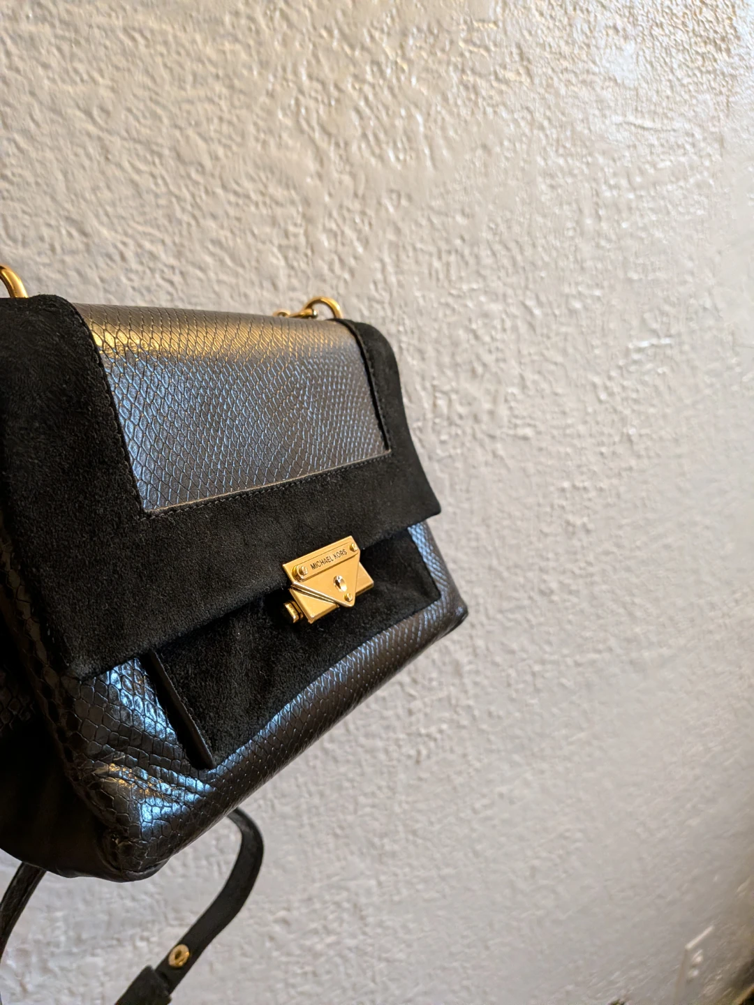 Michael Kors Black Leather & Suede Shoulder Bag