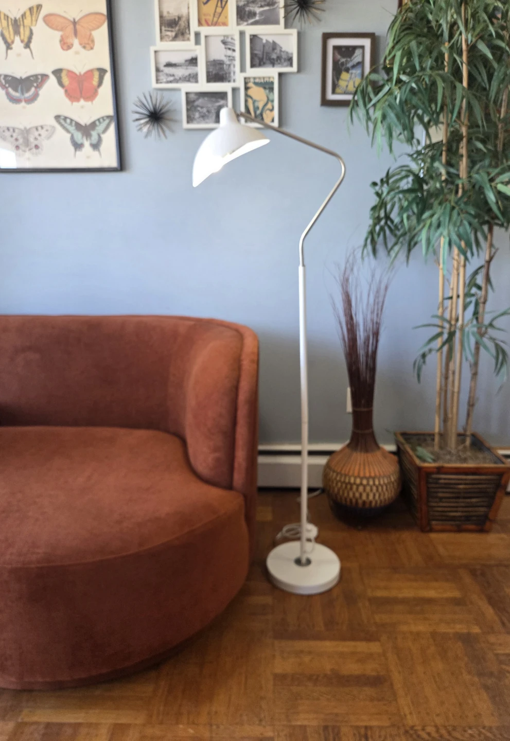 Retro White & Chrome Tilting Floor/Reading Lamp - photo 3