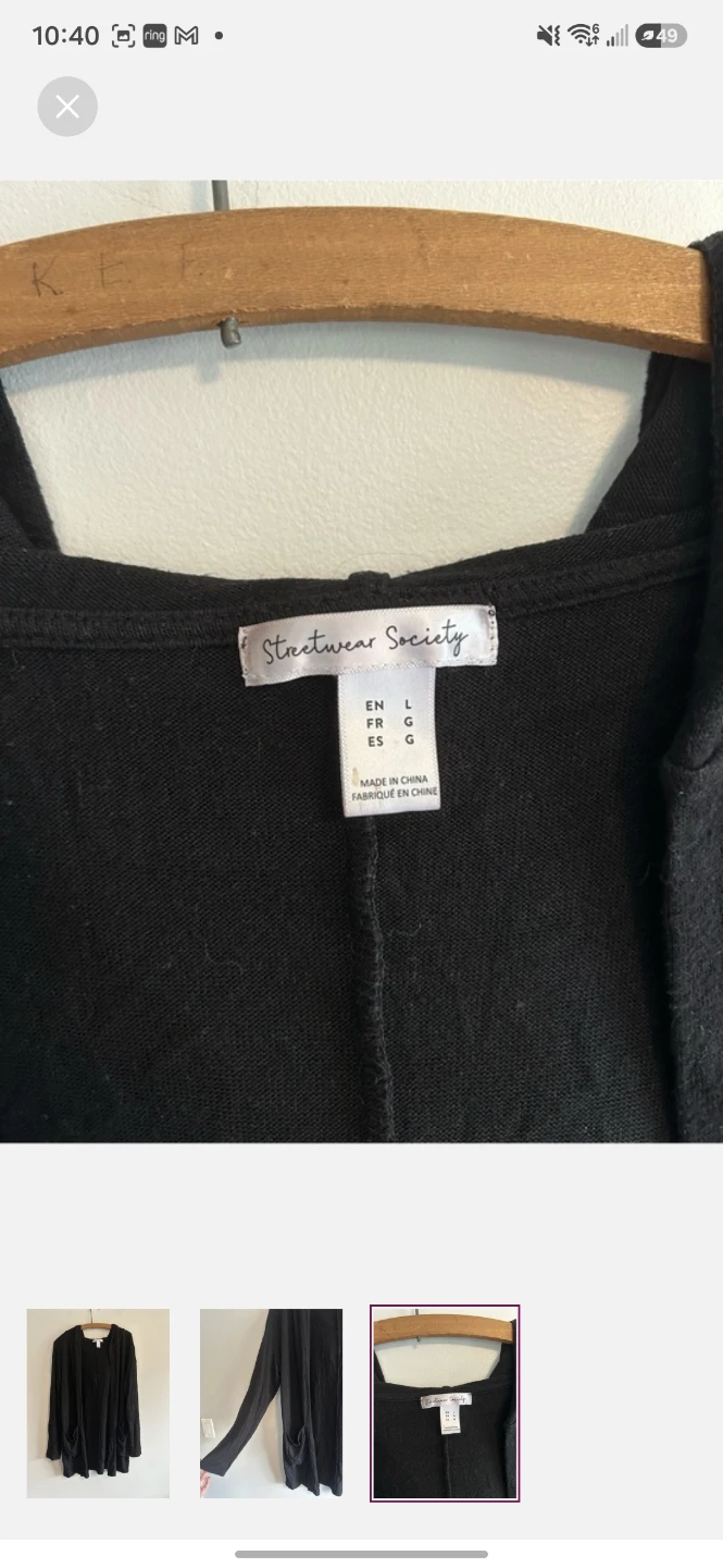 Streetwear Society Black Hooded Cardigan - Size L - photo 3