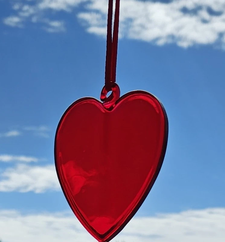 Glass Red Heart Ornament on Red Ribbon - photo 2
