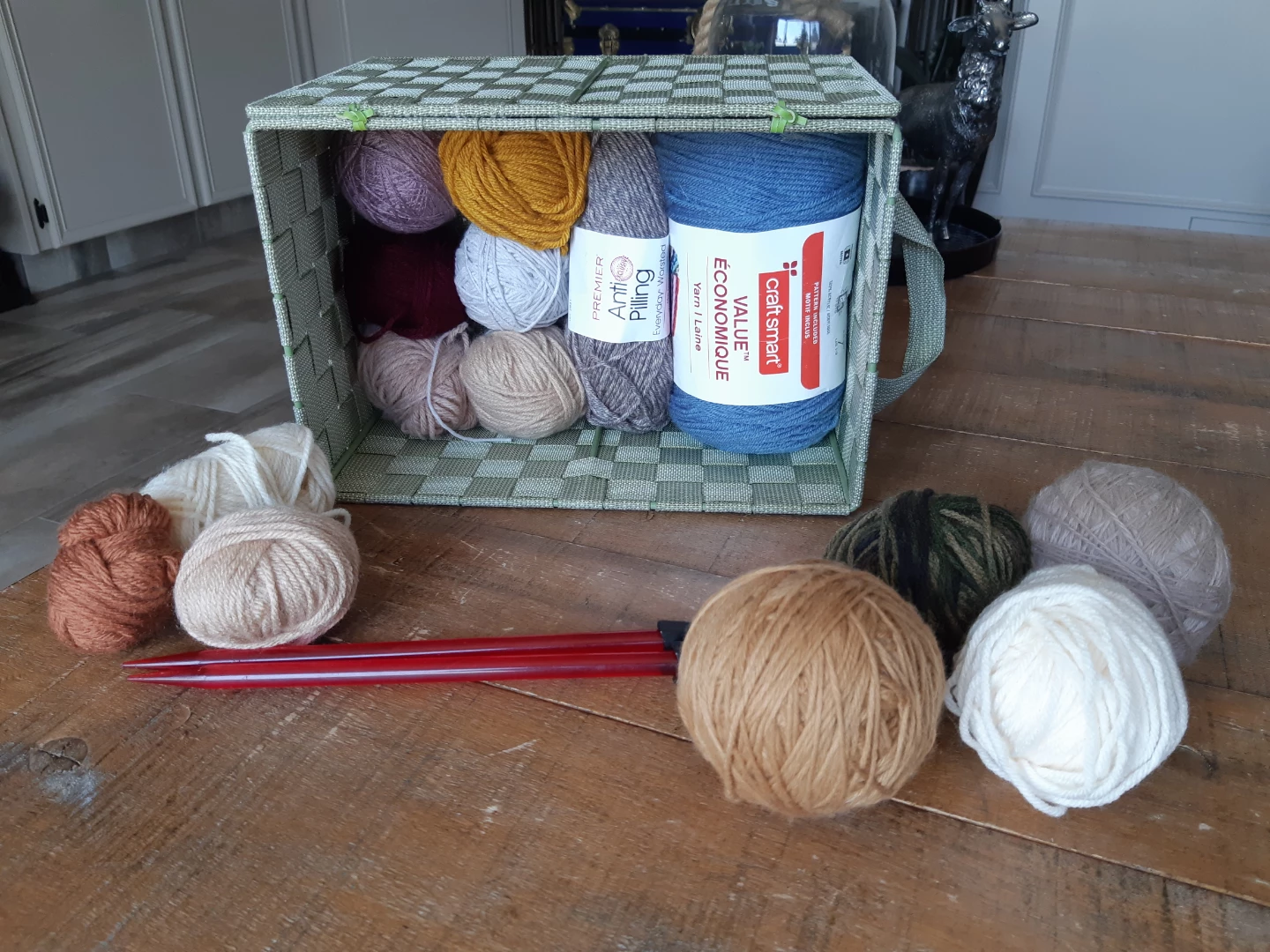 Yarn and knitting needles basket bundle - photo 3
