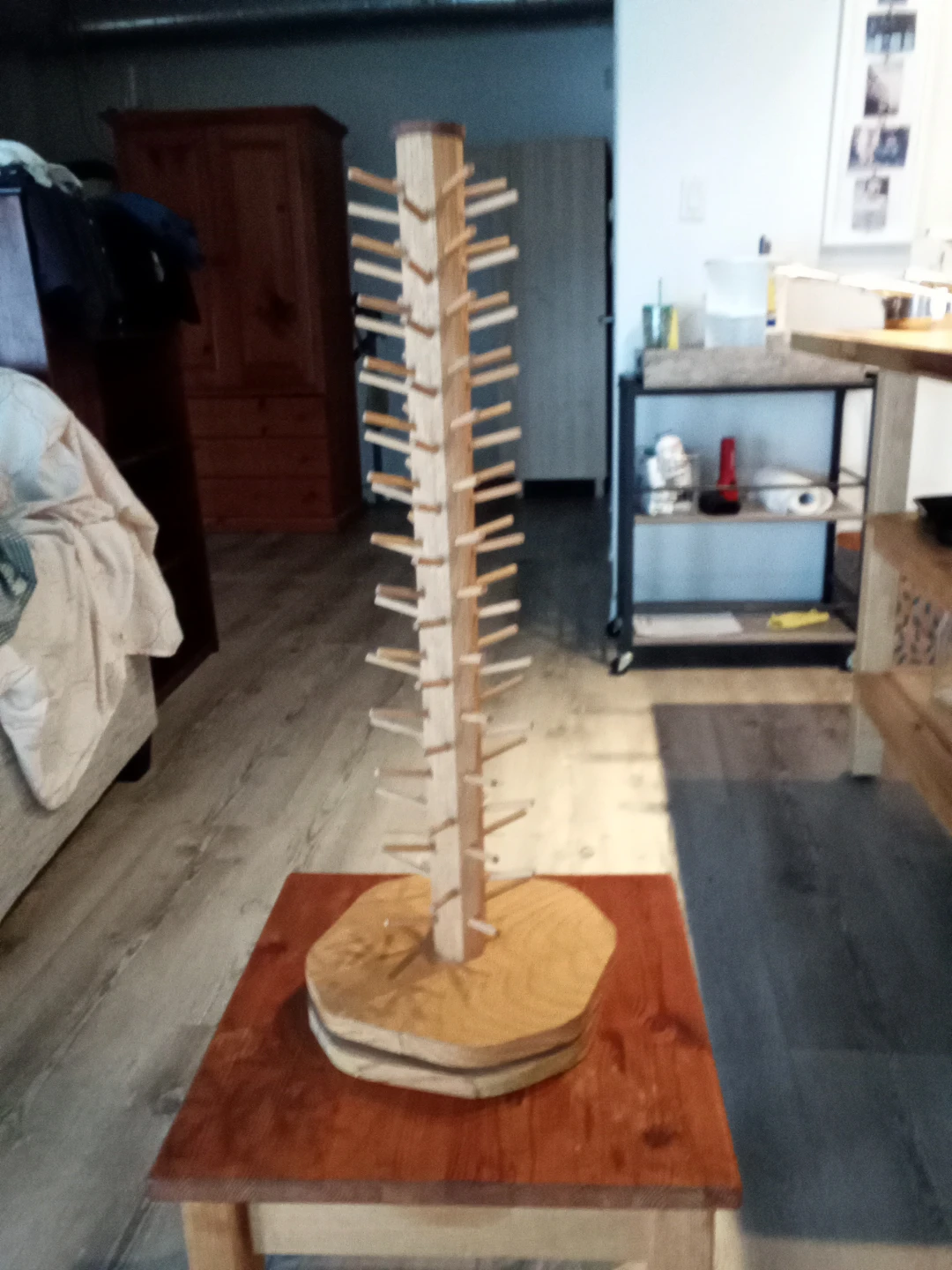 Wooden Bobbin Stand Handmade