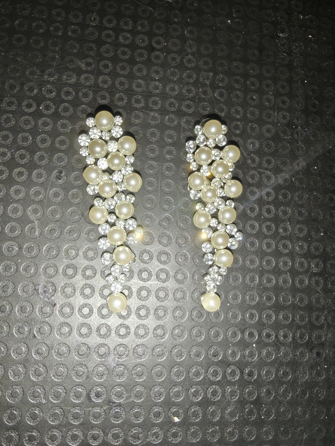 Pearl and Rhinestone Dangle Earrings