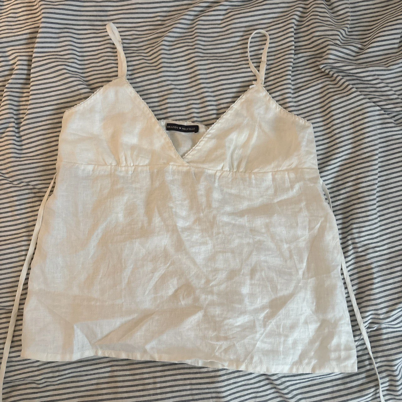 Brandy Melville White Linen Top