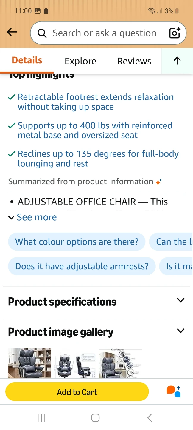 Grey Ergonomic Office Chair with Footrest - photo 3