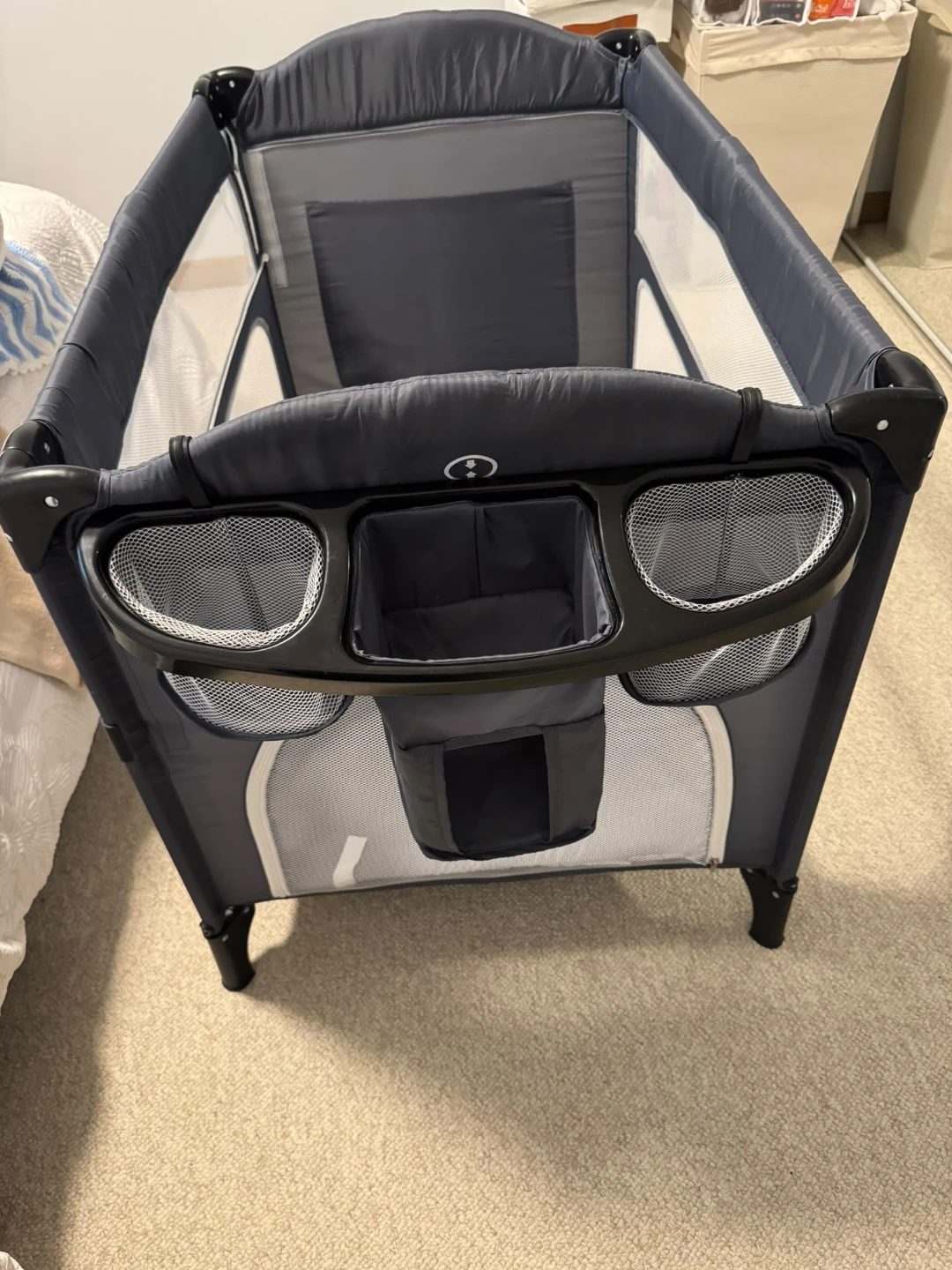 Grey Playpen with Bassinet and Organizer - photo 3