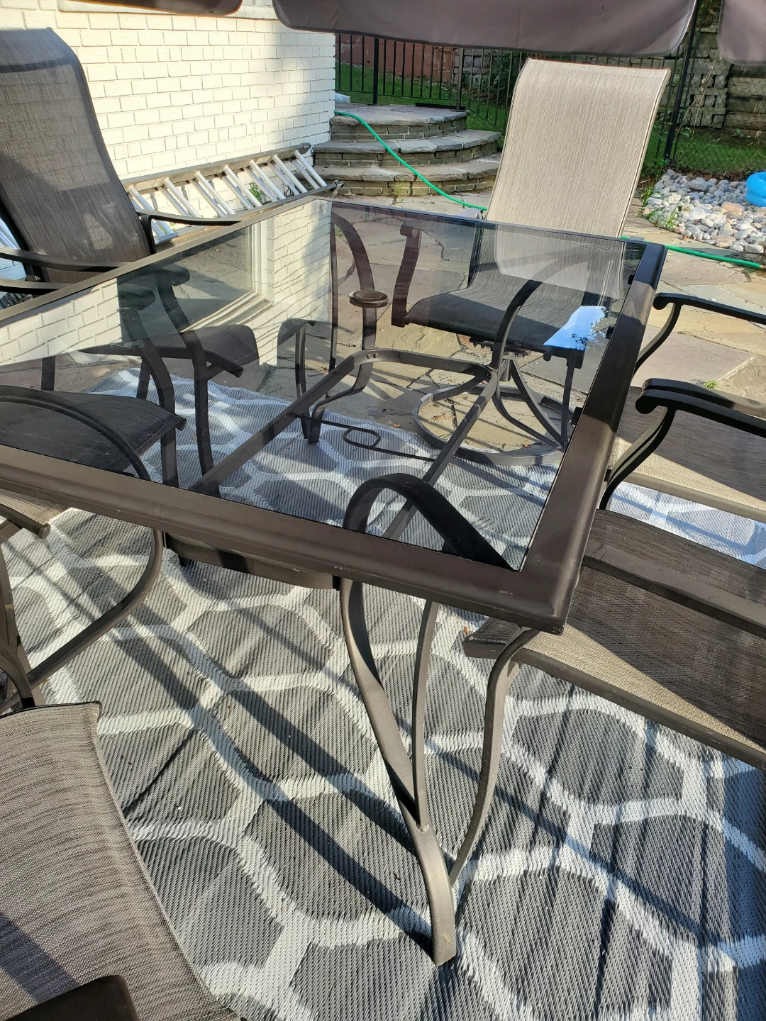 Glass Top Patio Dining Set with 6 Chairs - photo 4