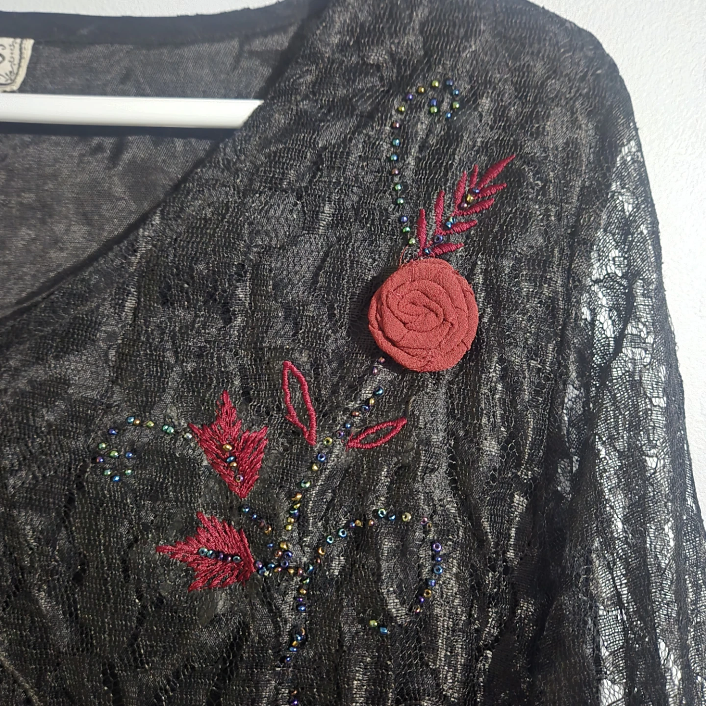 Black Lace & Beaded Top and Skirt Set - photo 4
