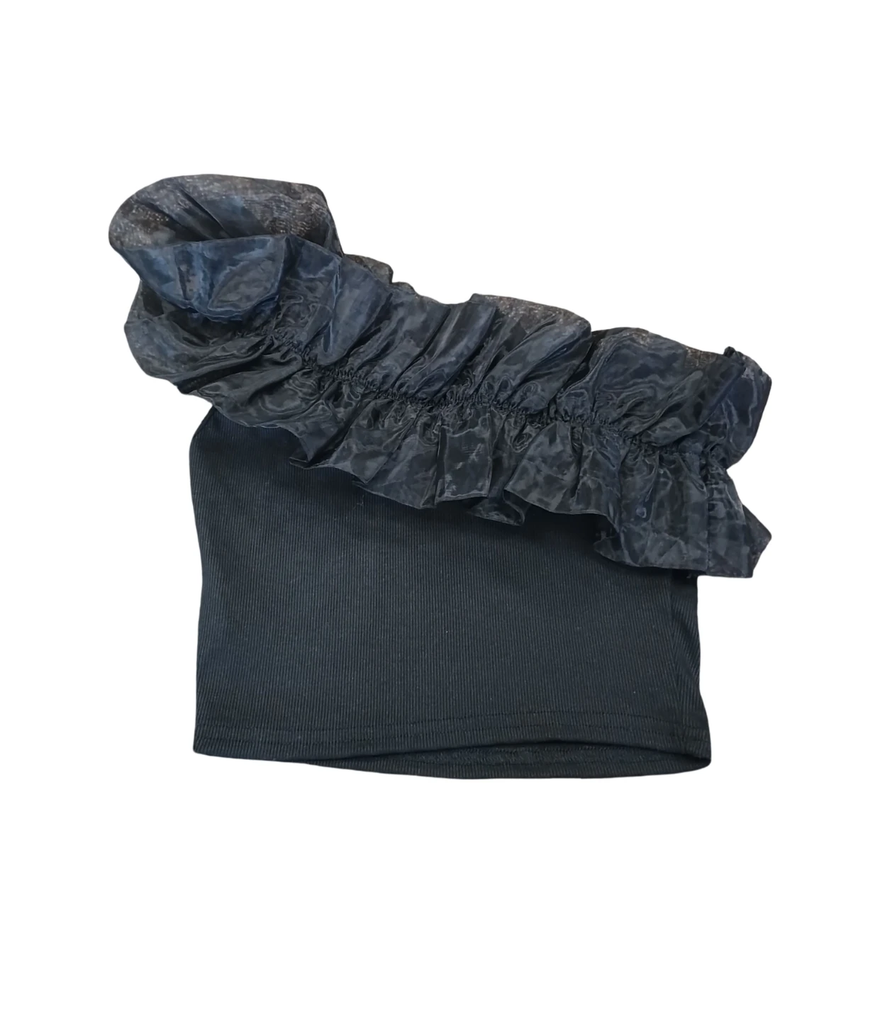 SHEIN Teen Black One-Shoulder Crop Top - photo 2