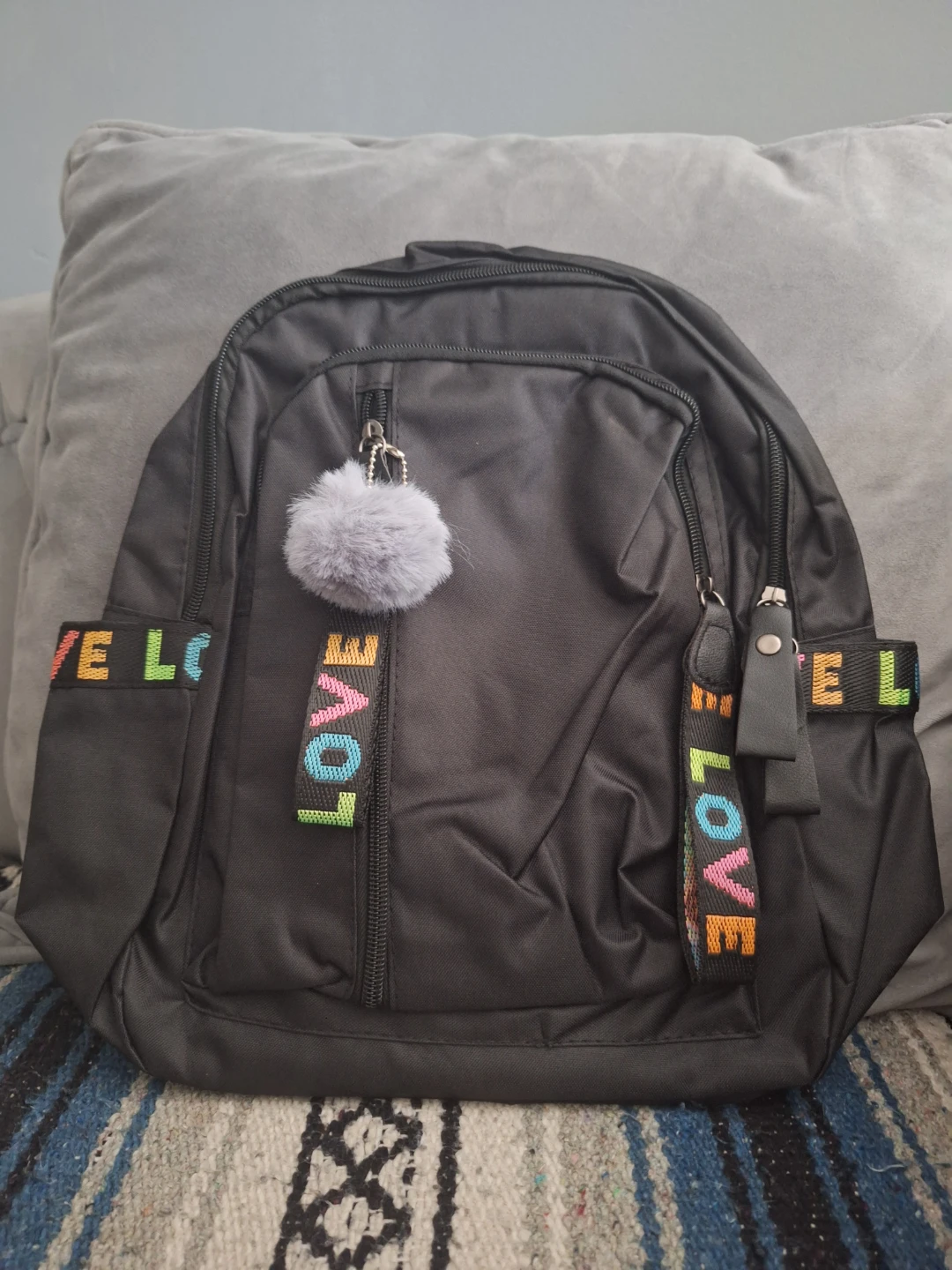 Black "LOVE" Backpack with Horse Design