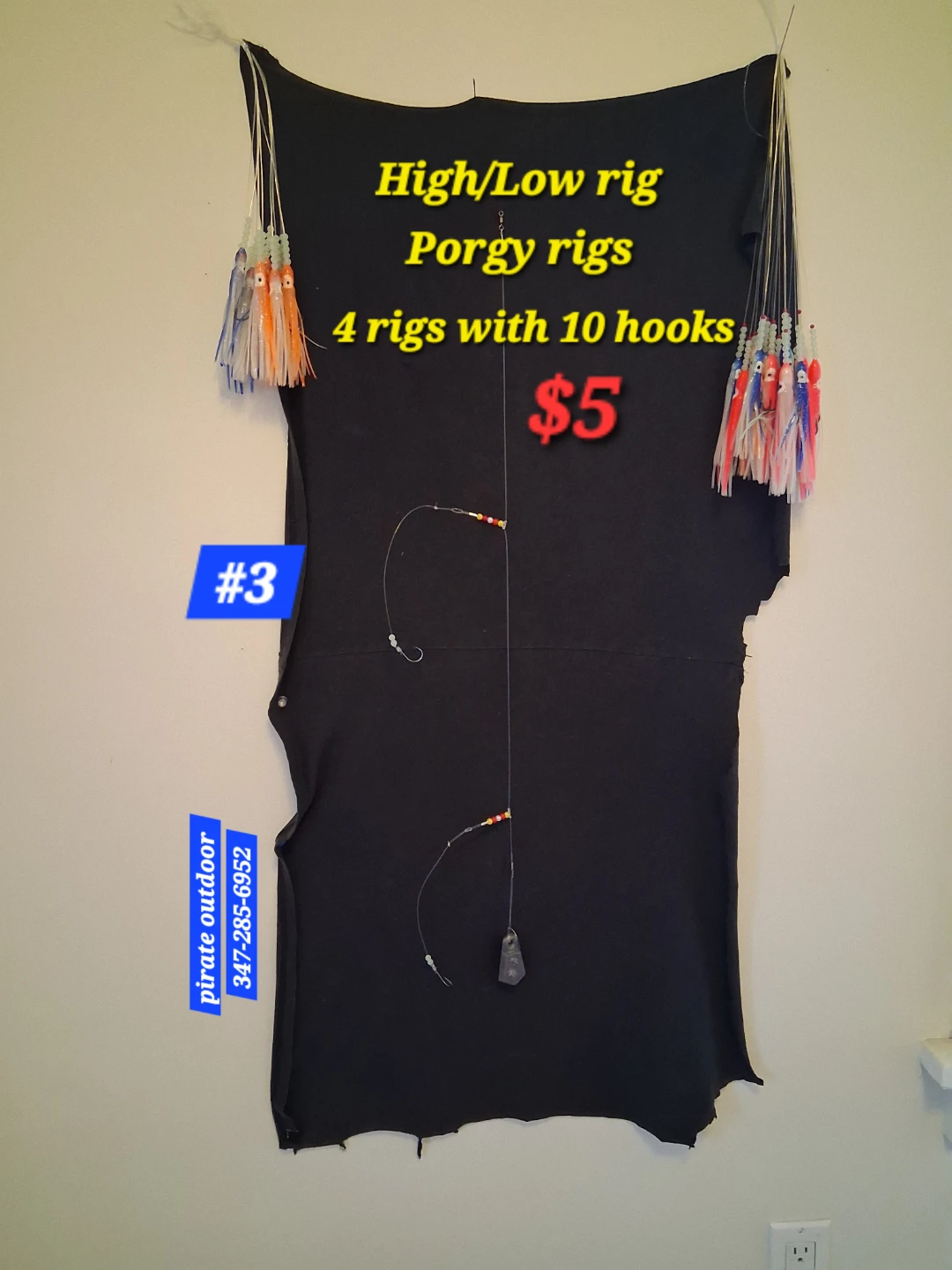 High/Low Rig Porgy Rigs - 4 Rigs with 10 Hooks
