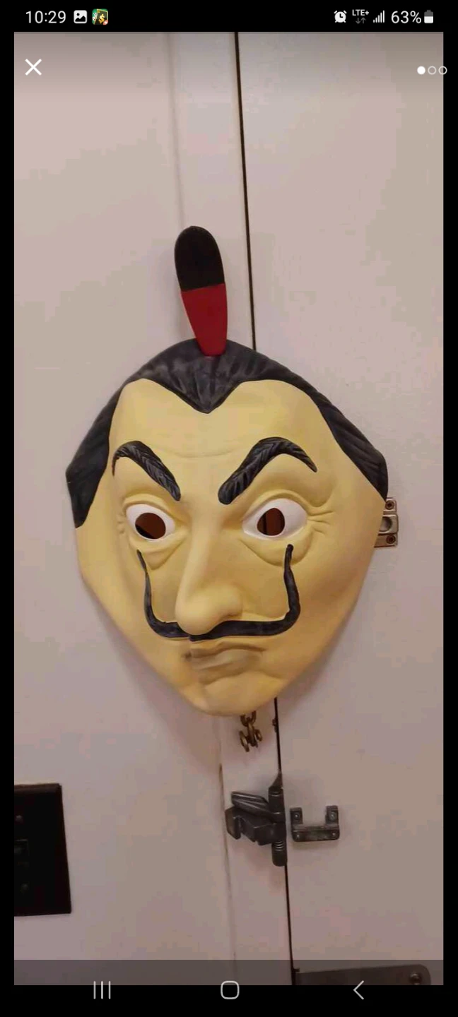 Orange Jumpsuit and Dali-esque Mask Costume Set