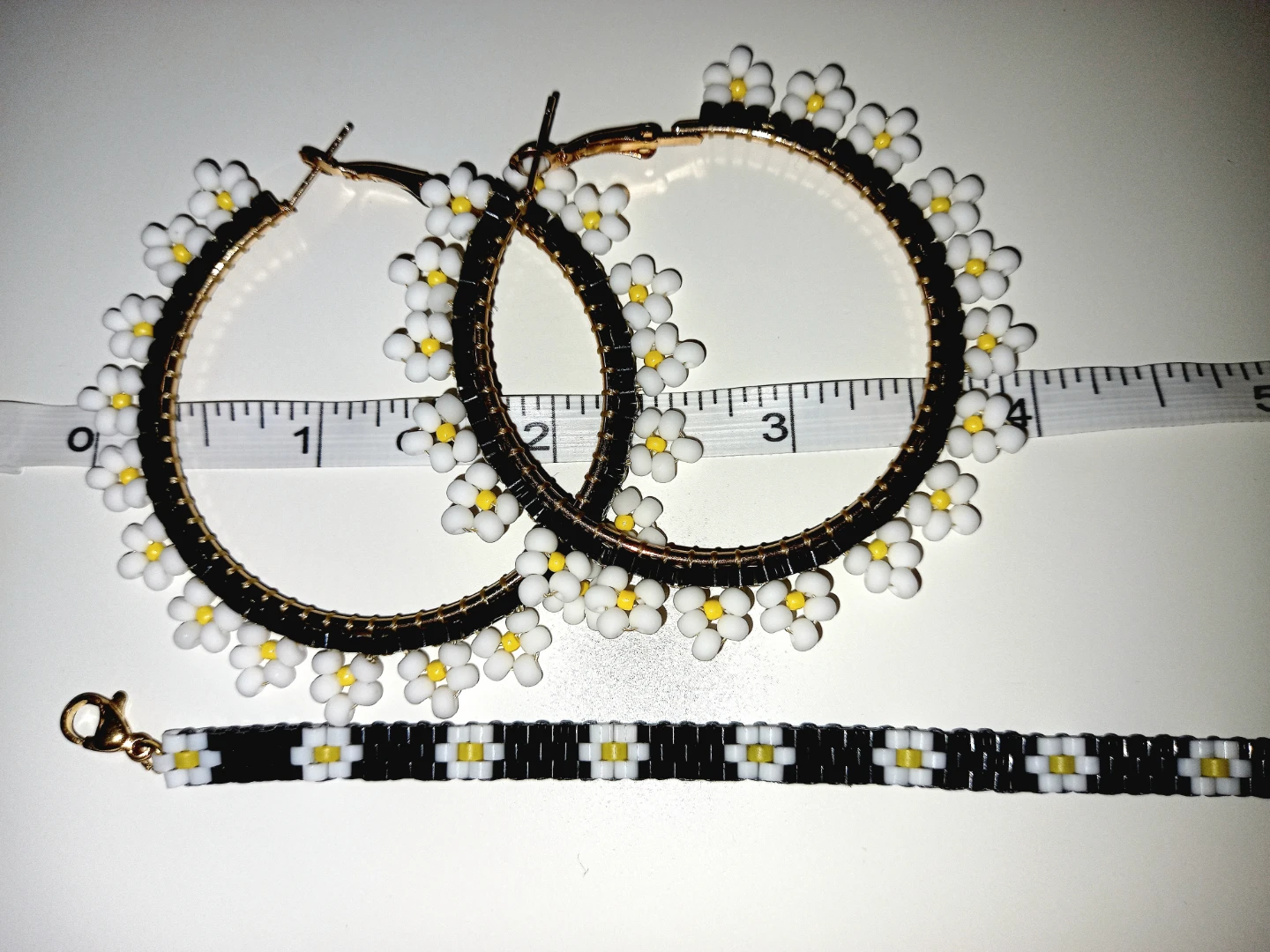 Beaded Hoop Earrings and Bracelet Set - photo 5