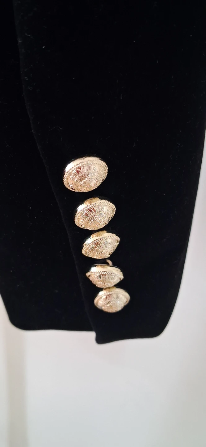GABY Black Velvet Dress with Gold Buttons - Size M - photo 3