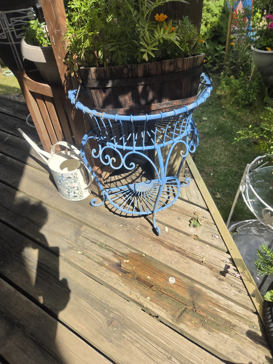 Blue Metal Plant Stand