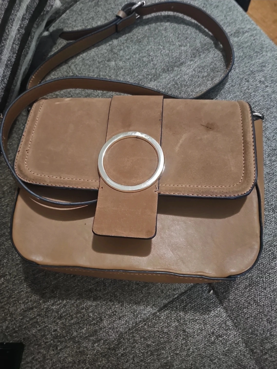 Zara Basic Brown Faux Leather Shoulder Bag