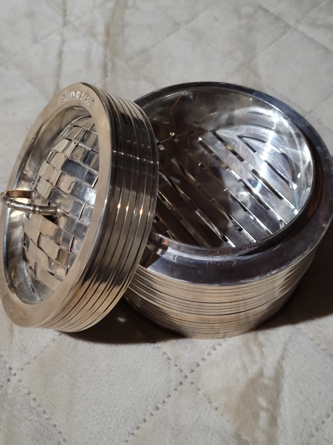 Silver Tone Egg Slicer with Container