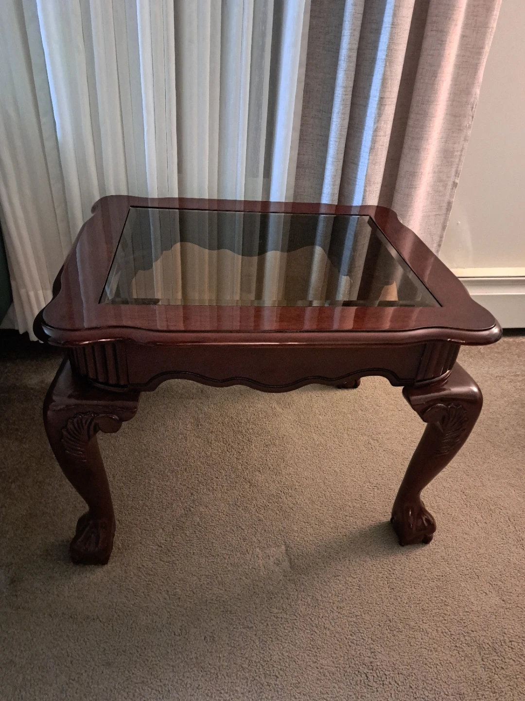 Vintage End Table with Glass Top - photo 3
