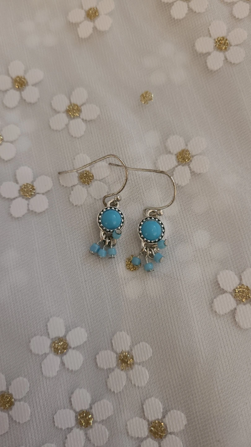 Turquoise Drop Earrings with Beads