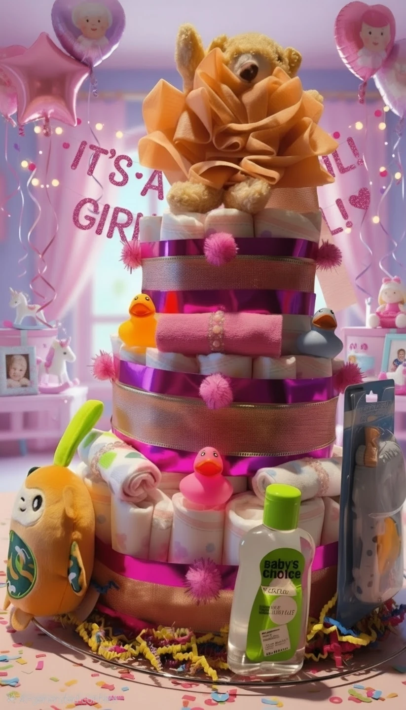 3-Tier Diaper Cake with Teddy Bear and Rubber Ducks - photo 4