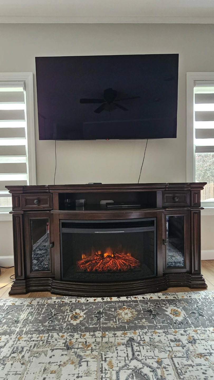 Dark Wood Electric Fireplace Entertainment Center