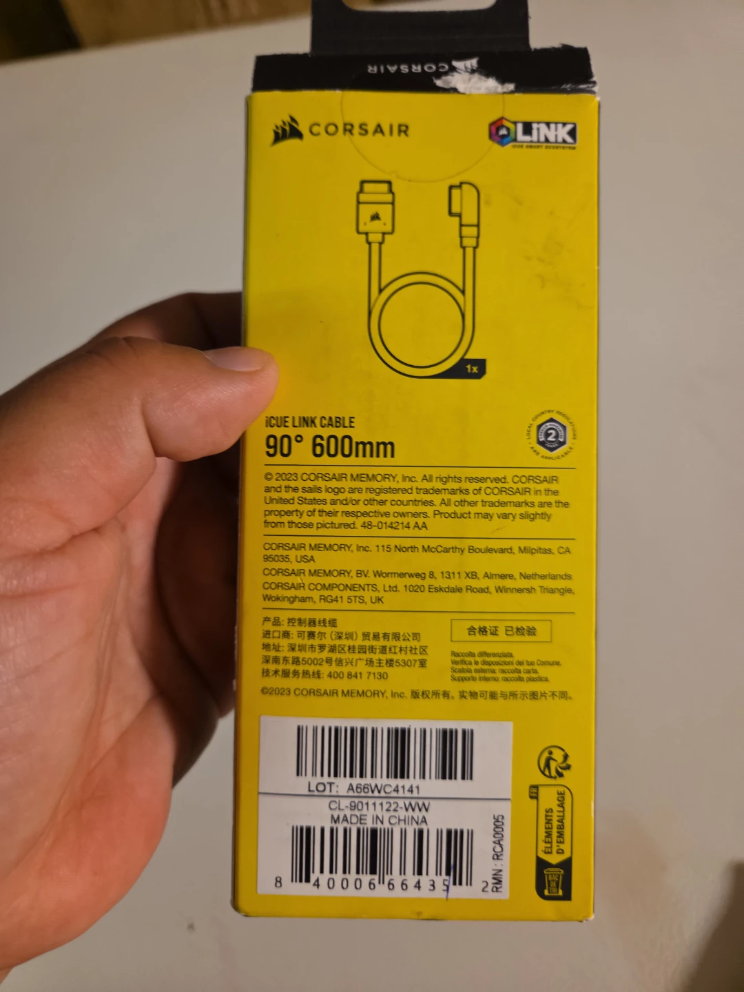 Corsair iCUE LINK 90° 600mm Cable - photo 2