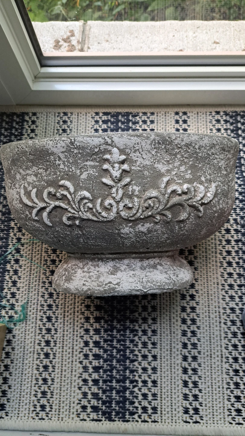 Decorative Grey Pedestal Planter Bowl