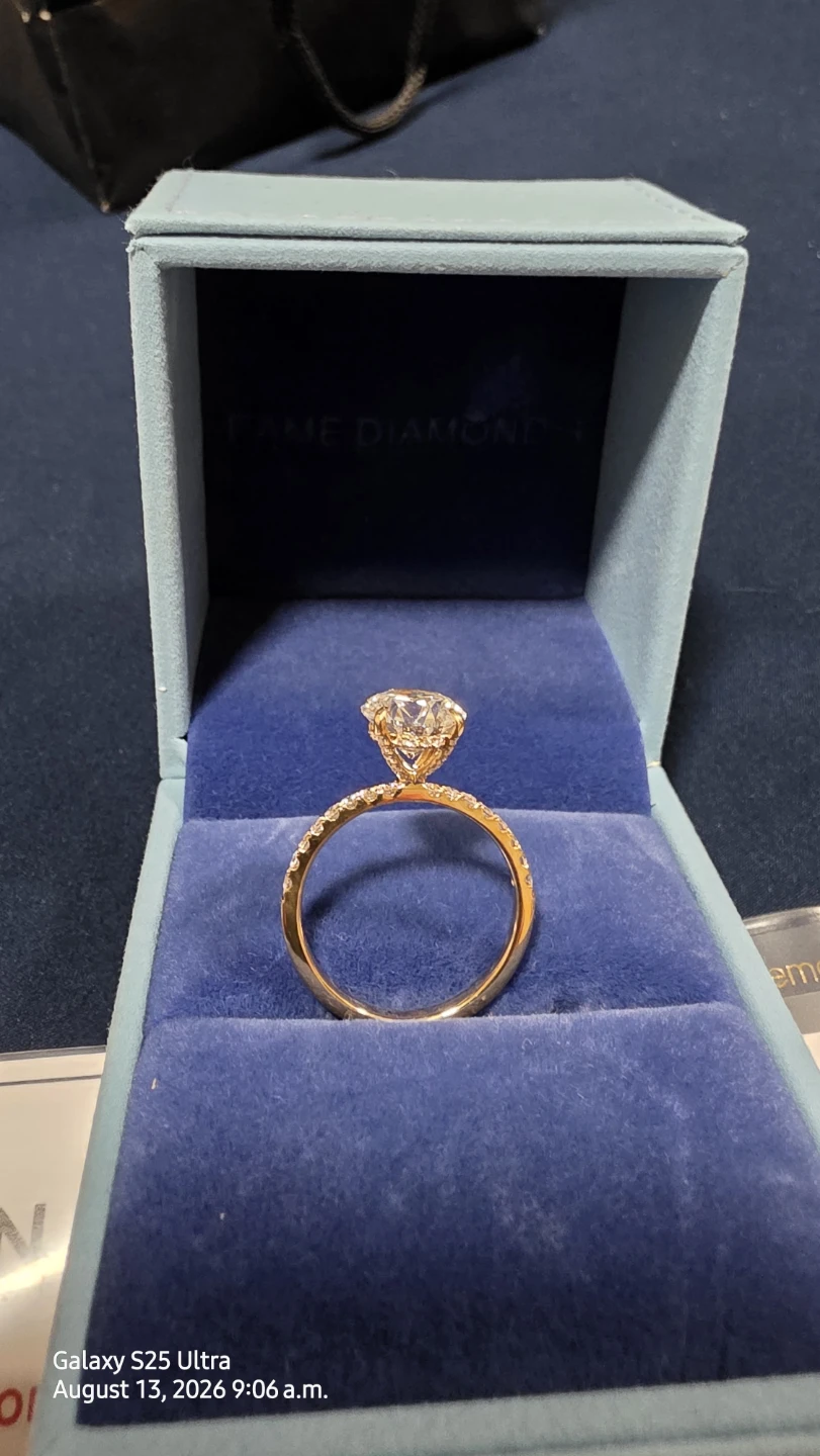 Hidden Halo Ring - 18K Yellow Gold Diamond Ring - photo 2