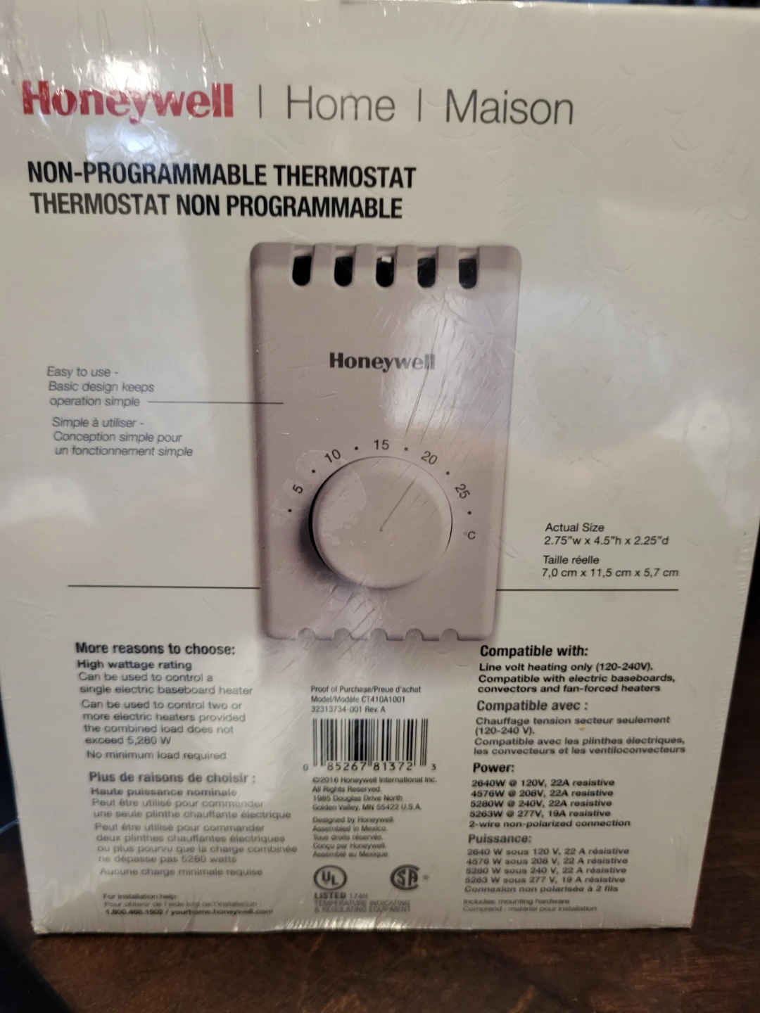 Honeywell Non-Programmable Electric Heat Thermostat - photo 2