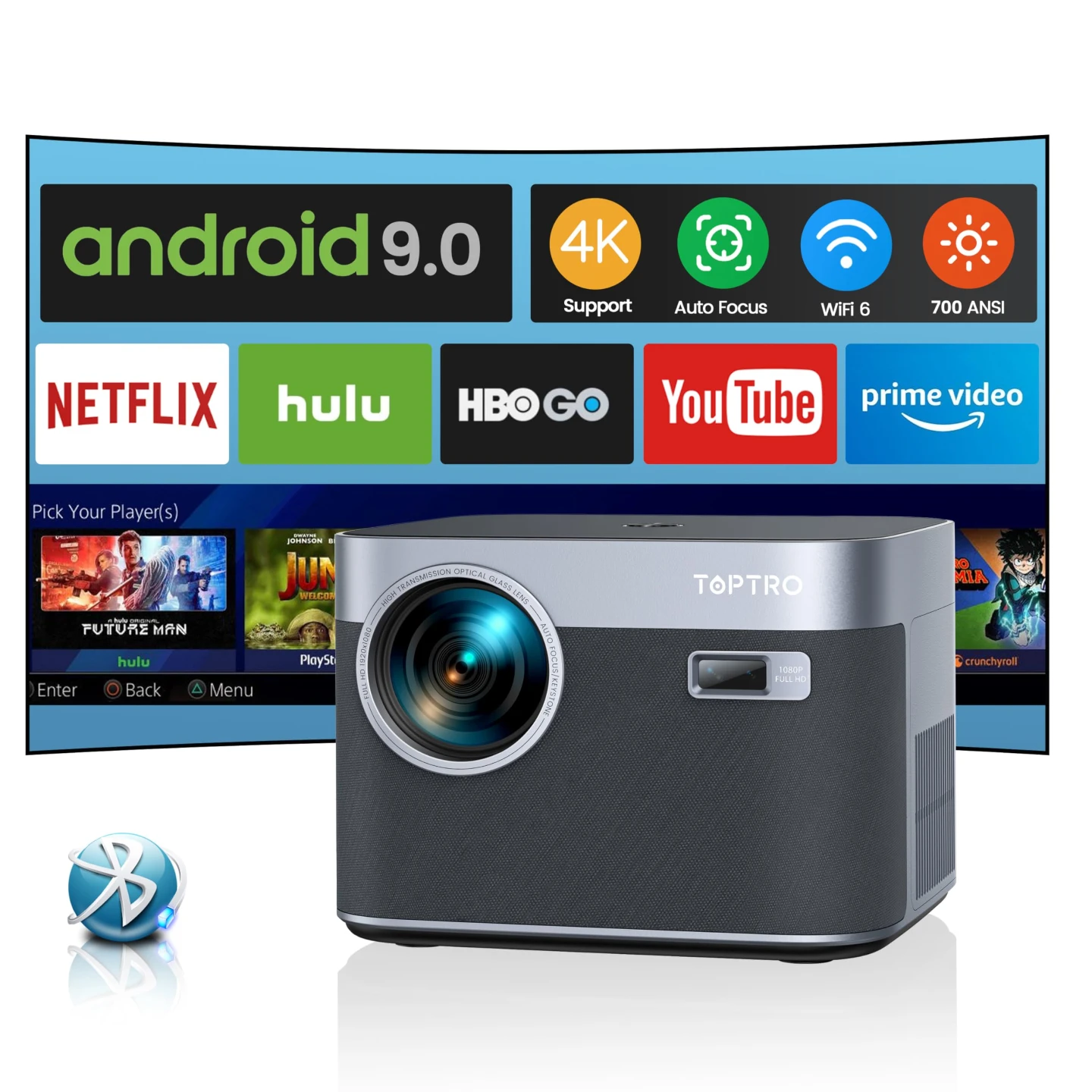 Toptro X7 Projector (4K Supported) w/ remote - photo 2