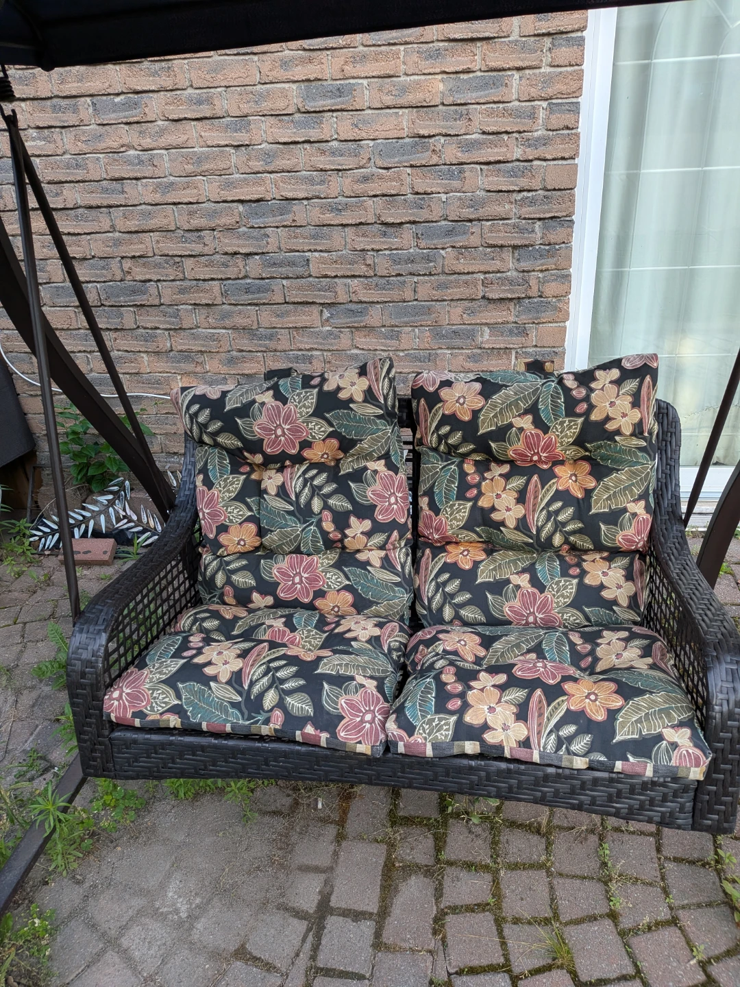 Wicker Patio Swing with Canopy and Cushions - photo 3