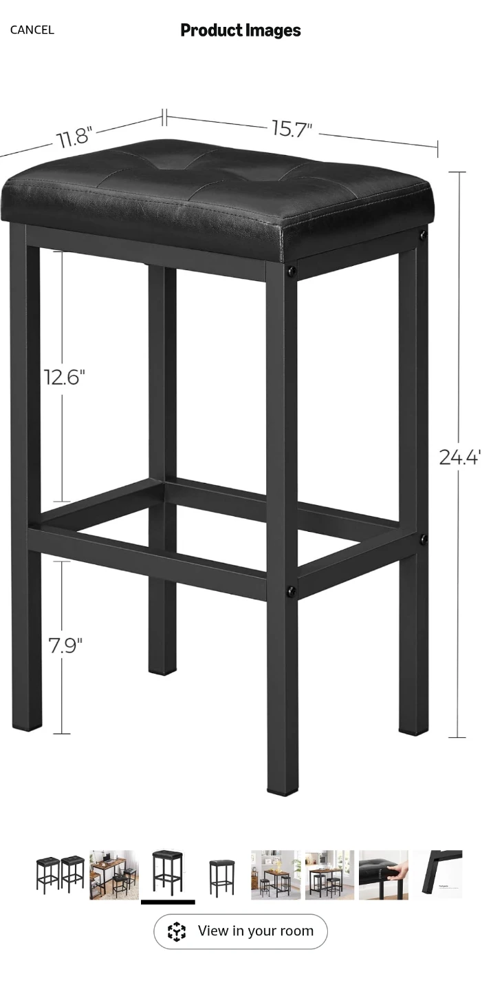 Set of 2 Black Faux Leather Bar Stools - photo 3