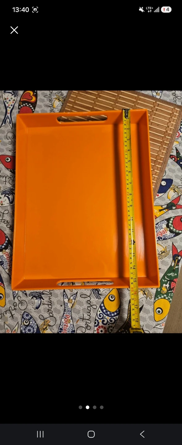 Orange Serving Tray with Handles - photo 2