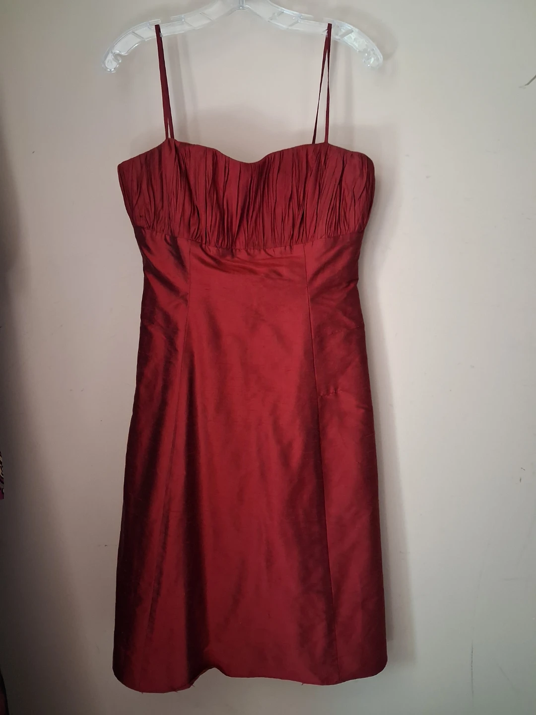 Red Strapless Ruched Bodice Dress