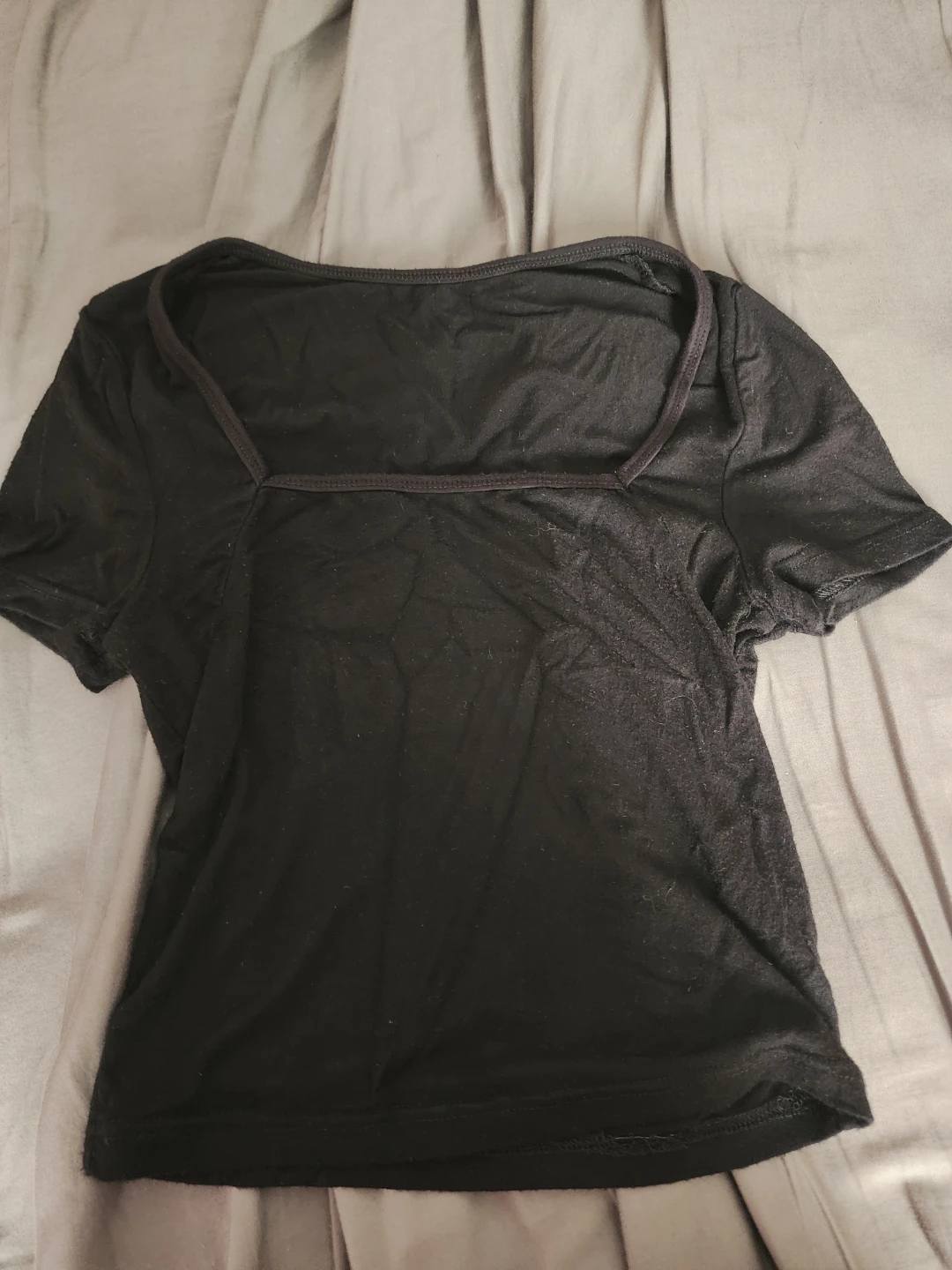 Black Square Neck T-Shirt SHEIN