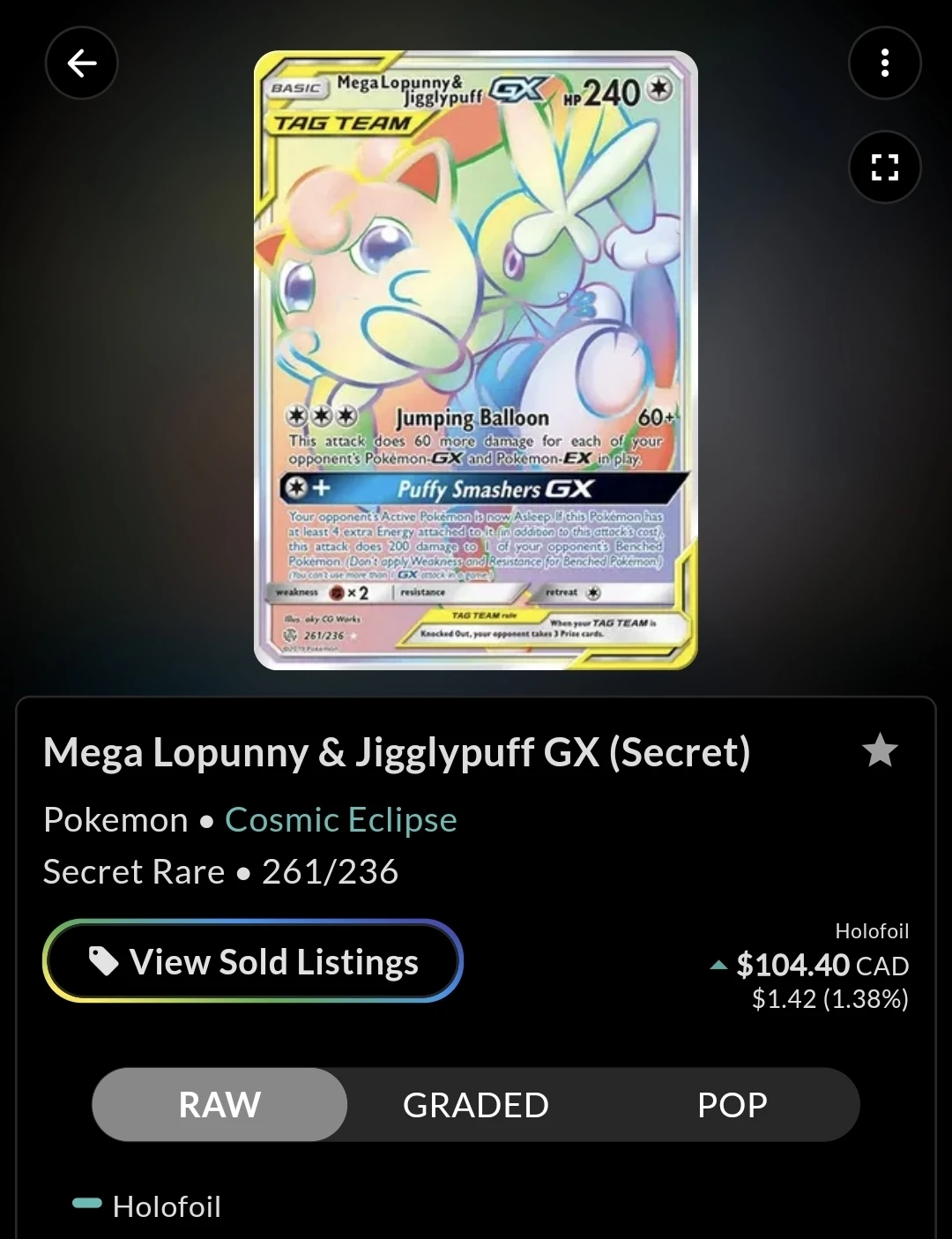 Mega Lopunny & Jigglypuff GX Tag Team Pokémon Card - photo 2