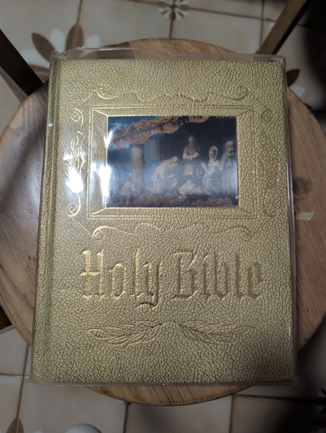 vintage gold-padded hardcover Holy Bible