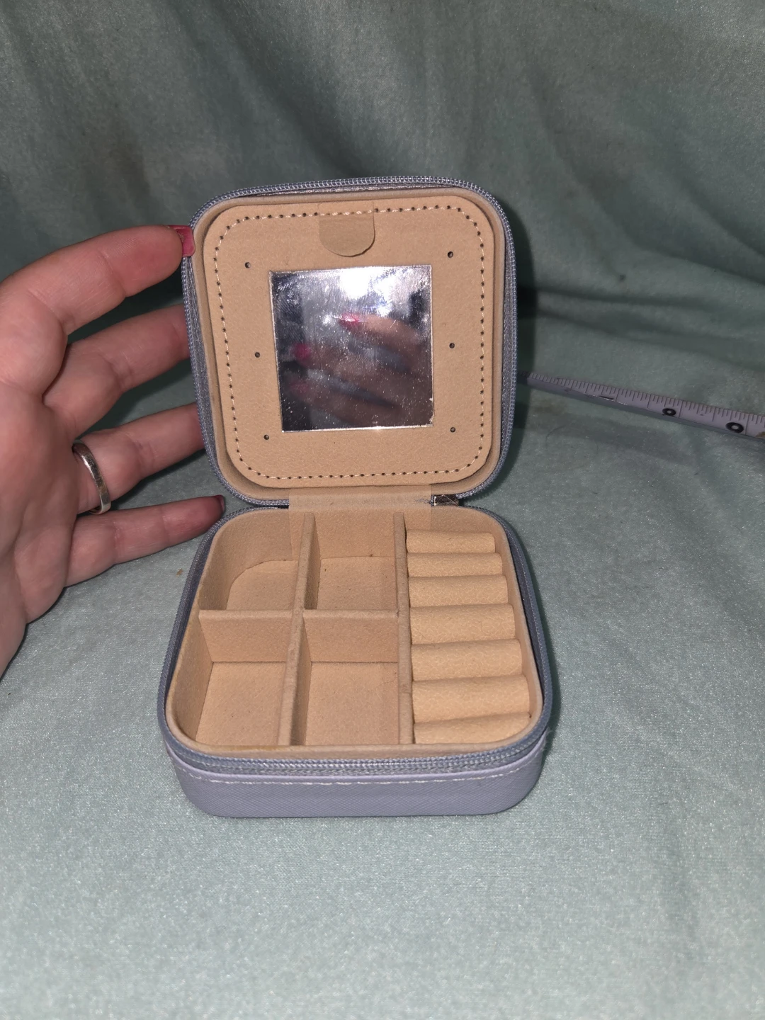 Light Blue "M" Jewelry Travel Box