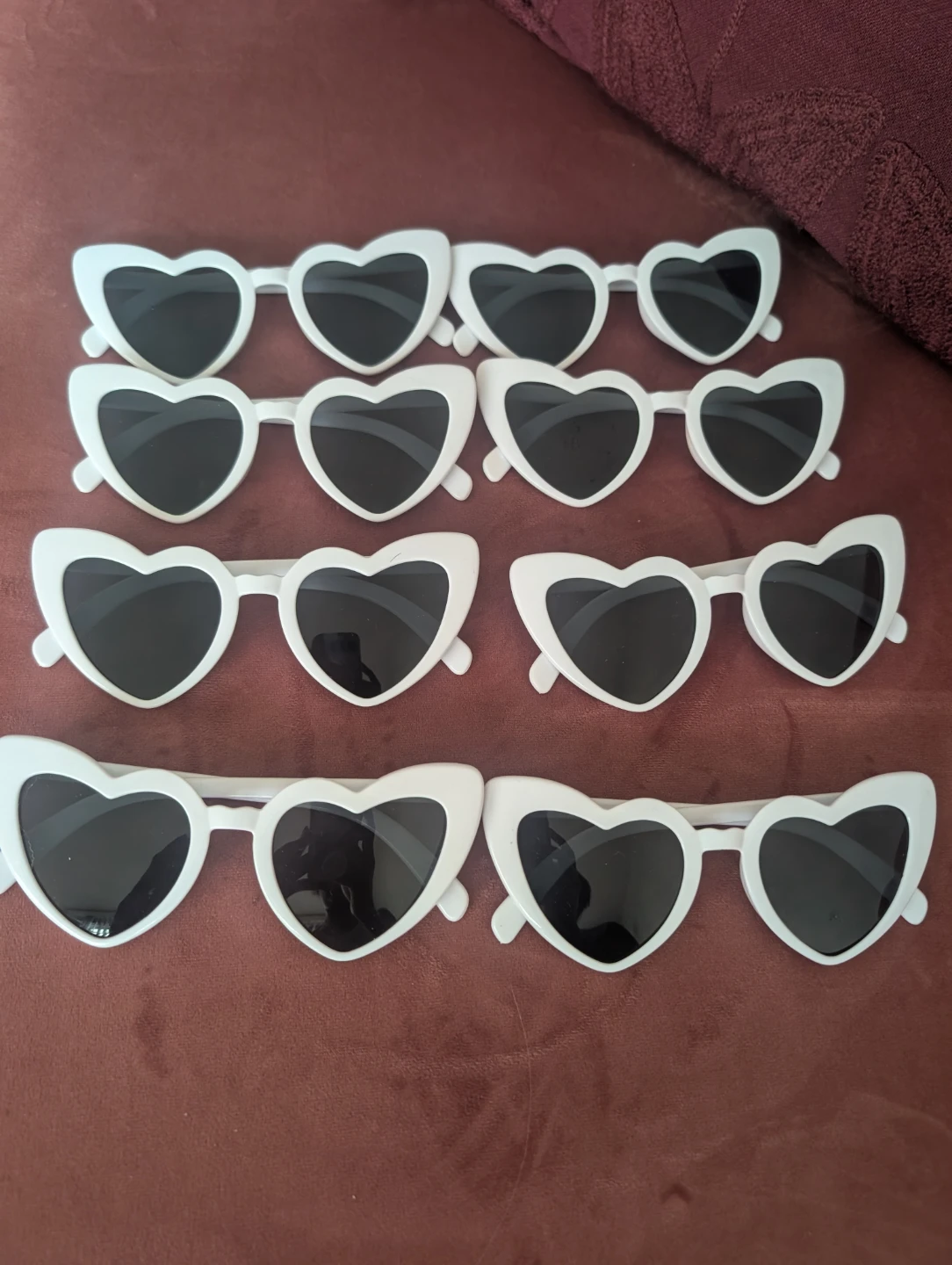 Set of 8 White Heart Sunglasses